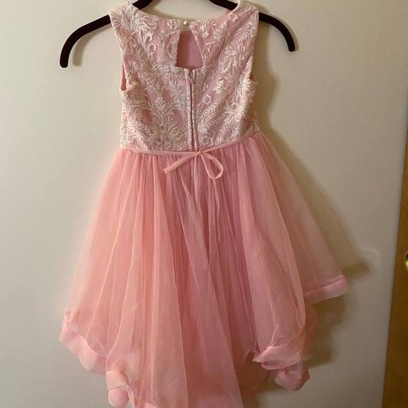 Speechless Kids Girls beautiful sparkling lace pink floral Hi-Low Dress size 5 - Picture 8 of 13
